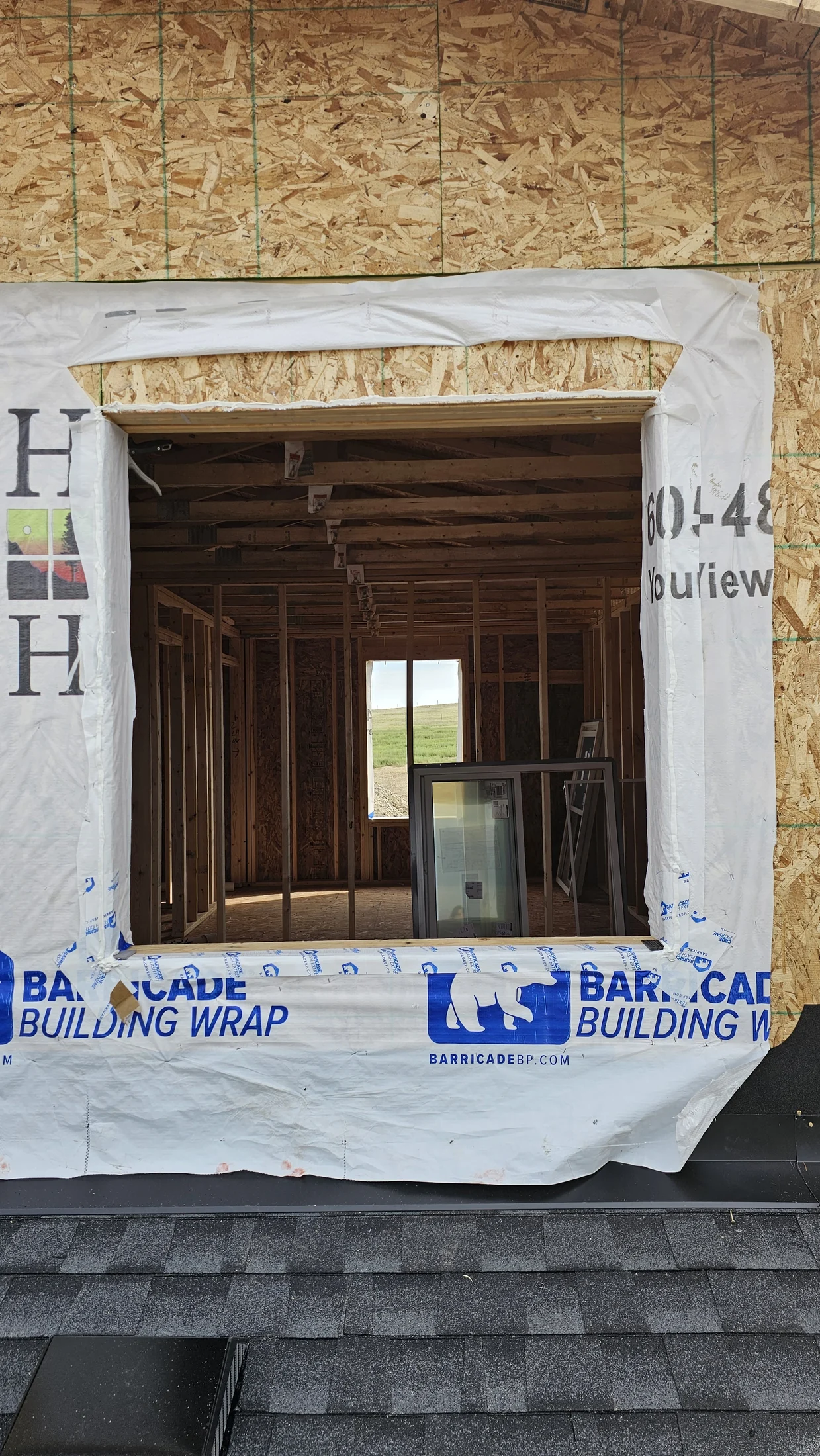 New construction rough opening prepared for installation